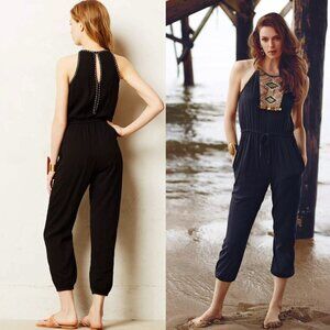 Anthropologie Lilka Tenaya Jumpsuit Pantsuit Black Romper Pull On Easy Wear Sz S
